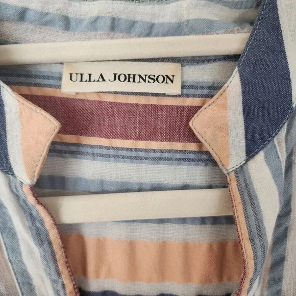 Ulla Johnson 100% Cotton Selvi Midi Dress Multi Striped Oversized Belted Size 0 - Picture 6 of 10